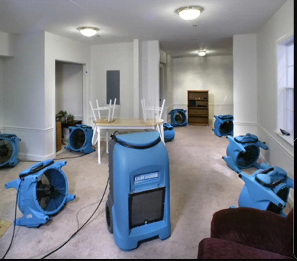 Air movers and dehumidifier setup for Water Extraction & Removal in Erlanger
